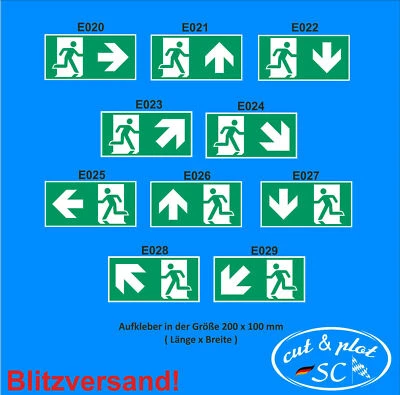 Fluchtweg Notausgang Fluchtwegaufkleber selbstklebend 20 x 10 cm ASR A1.3 SC171 - Bild 1 von 4