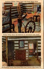 1940s Interior of Rutledge Tavern New Salem State Park Illinois Vintage Postcard