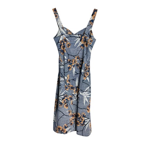 Bettie Page Pin Up Day Dress Womens S Blue Stripe Floral Sweetheart Retro 50s - Picture 2 of 9