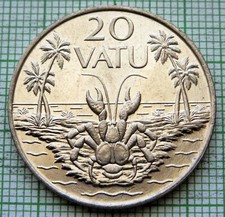 VANUATU 1995 20 VATU, COCONUT CRAB ON TROPICAL BEACH UNC yes we combine postage