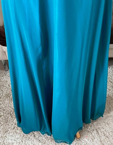 Traumhaftes Damen Abendkleid Gr 38 Türkis Neckholder lang ärmellos Taft Glitzer - Bild 4 von 15
