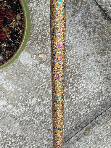 WALKING STICK WOMENS MENS WOODEN SMART PRETTY COLOURFUL byTerri B. GOLD RAINBOW - Picture 12 of 24