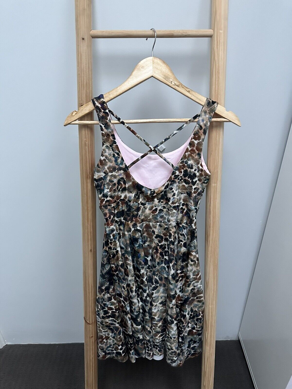 Comfort Crop Mini Dress Exotica Athletica Pink Lining Leopard Print ...