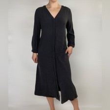 EVERLANE Button Down Long Sleeve Shirt Dress Maxi Relaxed Fit Cupro Casual