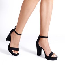Women Heeled Sandals Platform Chunky Block Wedding Party Evening Dress Sandals 