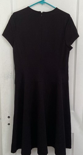 Lauren Ralph Lauren Womens Black Midi Fit & Flare Dress 14 Cap Sleeve Buttons - Picture 5 of 9