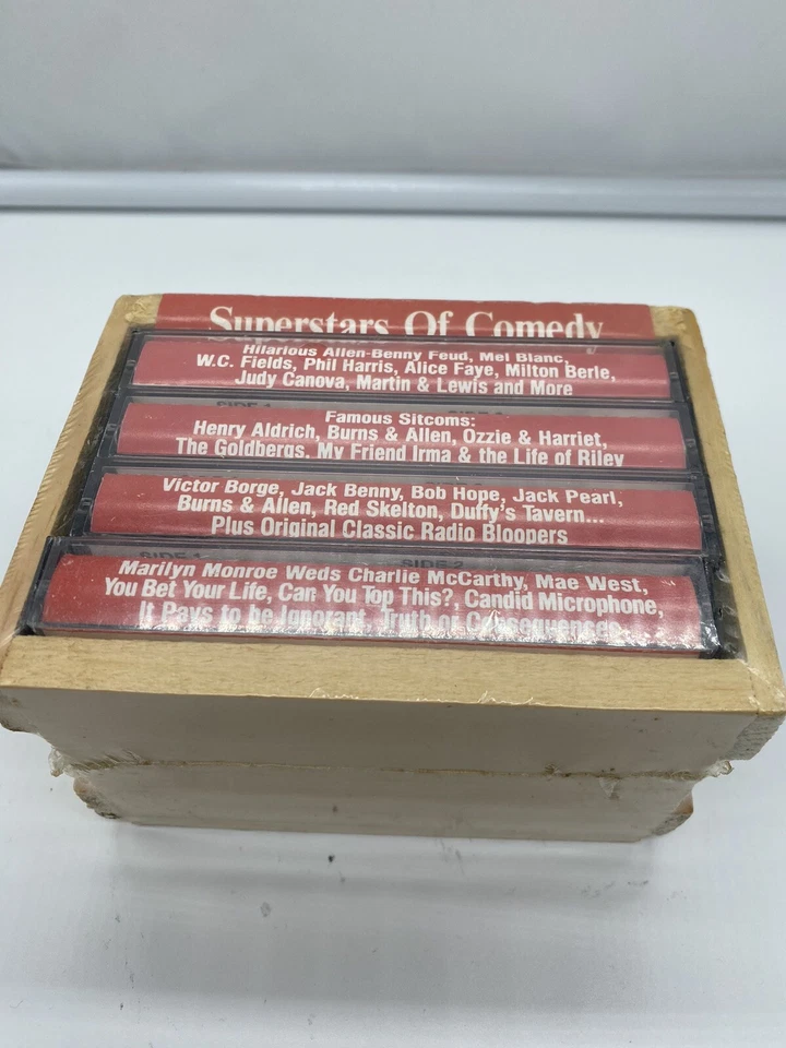 Superstars of Comedy: 4 Cassette Tape Collection NEW AND SEALED Wood Crate - Image 3 of 4