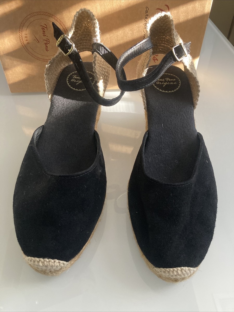Toni Pons Lloret-5 Black Suede Wedge Sz 39 | eBay