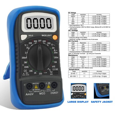 Digital Multimeter AC DC Volt Ammeter Ohmmeter Voltmeter Test  portable  BT 838L