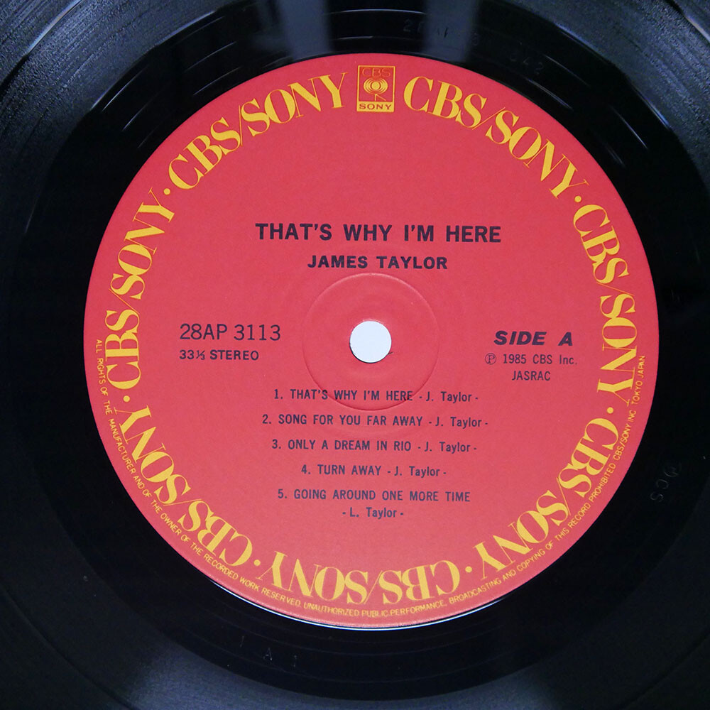 JAMES TAYLOR THAT'S WHY I'M HERE CBS/SONY 28AP3113 JAPAN OBI VINYL