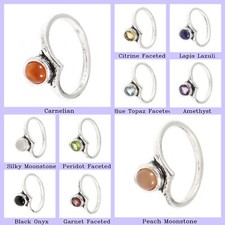 Natural Peridot Faceted Gemstone Band Ring 925 Sterling Silver Indian Jewelry