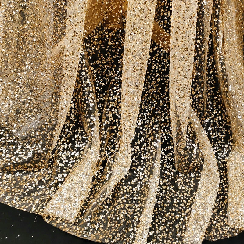 1M Shiny Sparkly Sequin Fabric Cloth Sheer Mesh Wedding Background DIY Material - image 4 of 4