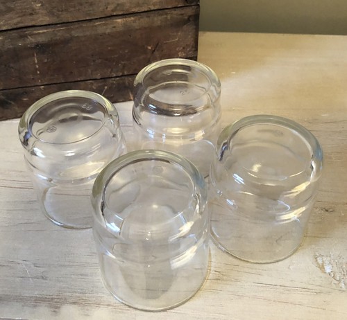 (4) Vintage Stacking Convertible Glass Mugs Removable Dark Green Handles & Lids - Picture 7 of 16