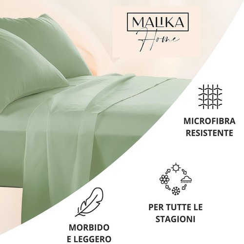 Completo Lenzuola Matrimoniali Malika Home in Microfibra Tinta Unita - Foto 4 di 51