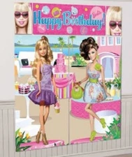 BARBIE dolls beach party birthday Scene Setter photo wall backdrop kit 6 feet