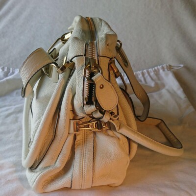 CHLOE Paraty Leather Handbag 2way Shoulder Bag White Used W