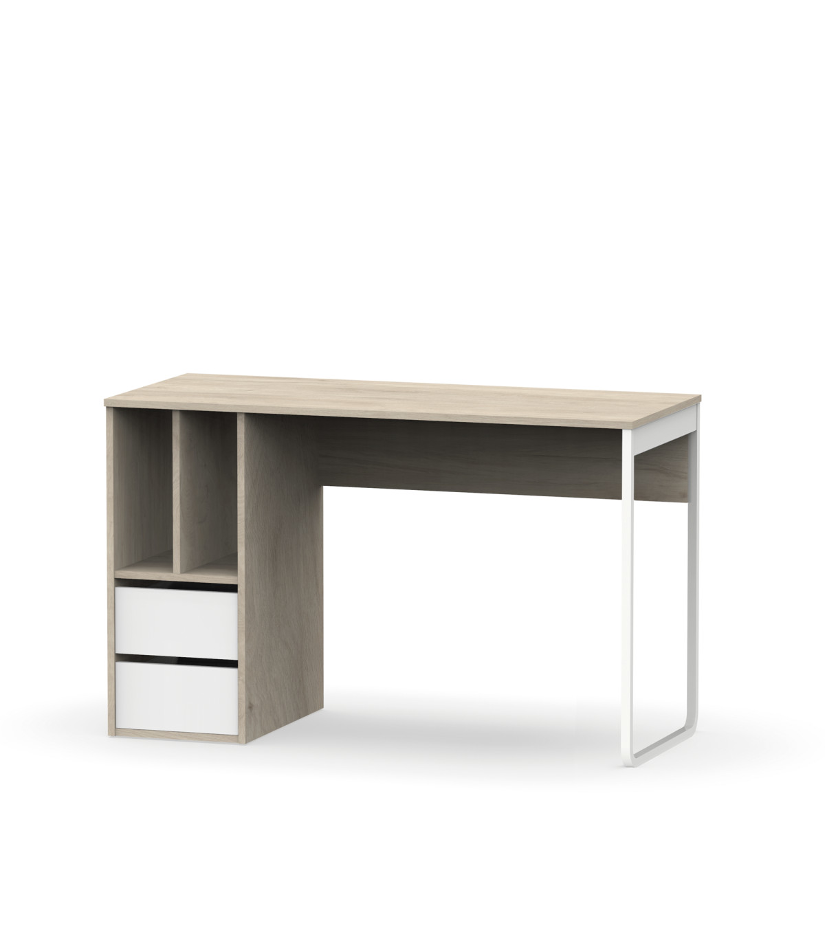 PTARCH, Mesa de escritorio Nolita acabado blanco/roble aurora, 74cm(Alto) 120cm(
