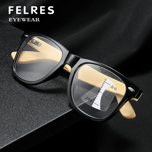 Bambus Holz Gleitsicht Multifokus Lesebrille für Herren Holzbügel Brille - Bild 1 von 18