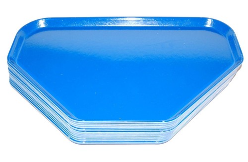 (12 Pack) Cobalt Blue Lunch Trays Molded Fiberglass Food Trays 14 X 22 Trapezoid - Picture 3 of 7