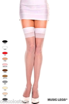 4101 Calze Autoreggenti Velate Stretch BIANCHE ROSSE NERE NUDO