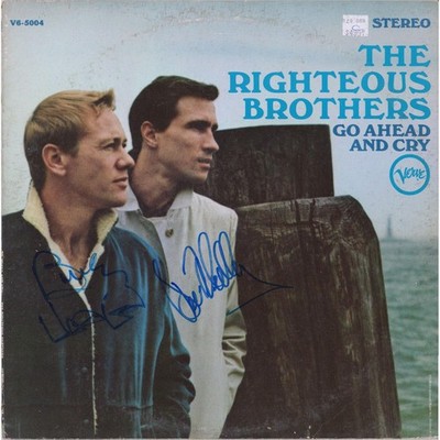 Bobby Hatfield & Bill Medley Signed The Righteous Brothers Go Ahead & Cry Cover