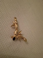 Vintage Sarah Coventry Gold Tone Bamboo Branch "L" Shaped Lapel Pin Brooch