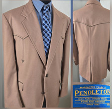Pendleton Western Blazer Men 44L Sport Jacket 100 Wool Cowboy Yoke Points USA