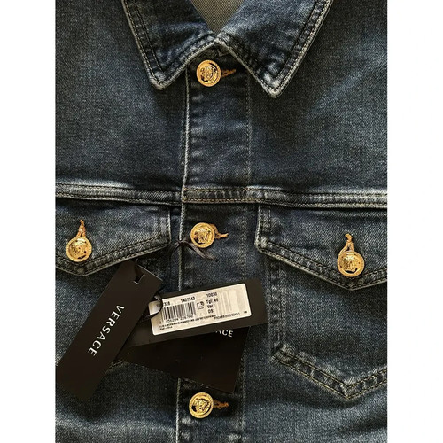 $1400 Designer VERSACE Men's Blouson Blue Medusa Button Denim Jeans Jacket 52 - Picture 4 of 15