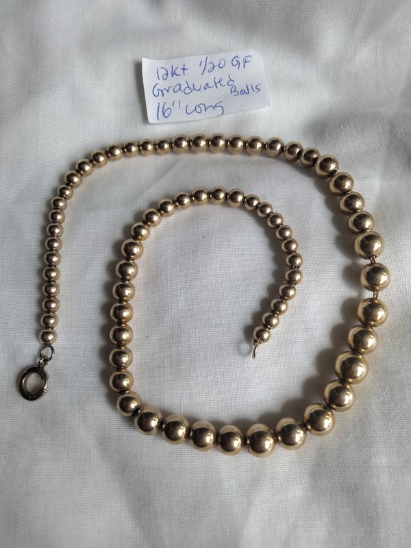 Vintage 12kt 1/20  Gold Filled Ball Necklace Read Description 