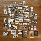 Huge Antique Photo Lot Kids People Babies Dogs 55 Photos Black And White WW2
