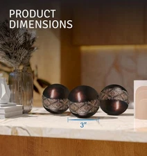 Set of 3  Creative Scents Dublin Brown 3” Decorative Balls  - Brand New In Box!