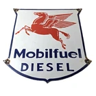 Vintage Mobil Sign - Diesel Gasoline Advertising Gas Fuel Station Porcelain Sign