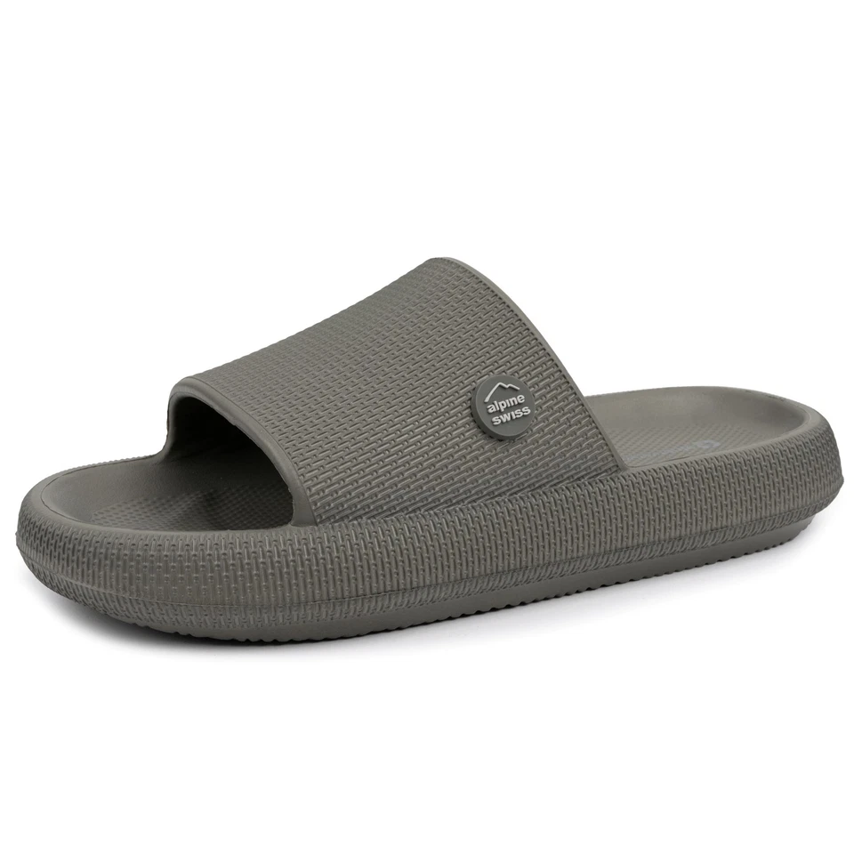 Alpine Swiss Omar Hombres Toboganes Almohada Zapatillas Ultra Acolchadas Nube Deslizable Sandalia Foto 2 de 4