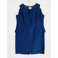 Tally Taylor Paris Rome Women's 2 Pc Skirt Top Size 18 Blue Sleeveless Cocktail