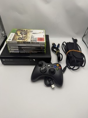 Microsoft Xbox 360 E 4GB Schwarz Spielekonsole mit Controller 5x Spiele Geprüft