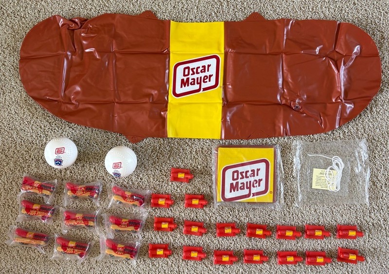 VINTAGE LOT OSCAR MAYER WIENER WHISTLE LITTLE HOT WHEELS MOBILE INFLATABLE PROMO