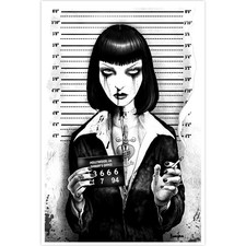 Lowbrow Art Mia Mugshot Pulp Fiction Marcus Jones Print Framed or Unframed NWT