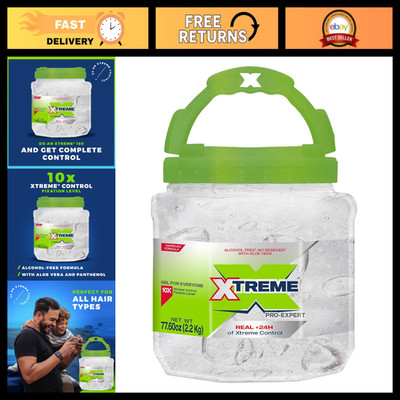 Alcohol-Free Hair Gel - 24-Hour Extreme Control with Aloe Vera, 3 Pack, 77.6 oz
