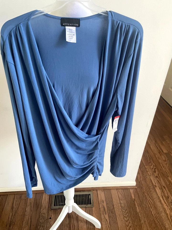 Blusa envolvente de manga larga con cuello hundido Attention 2XL para mujer nueva con etiquetas Foto 3 de 4