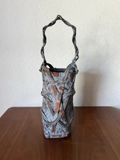 Vintage Mid Century Japanese Bamboo Hand Woven Flower Basket Ikebana