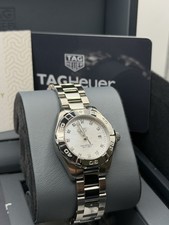 Image of 27mm Tag Heuer Aquaracer White MOP And Diamond Dial Watch - Full Set - WBD1414