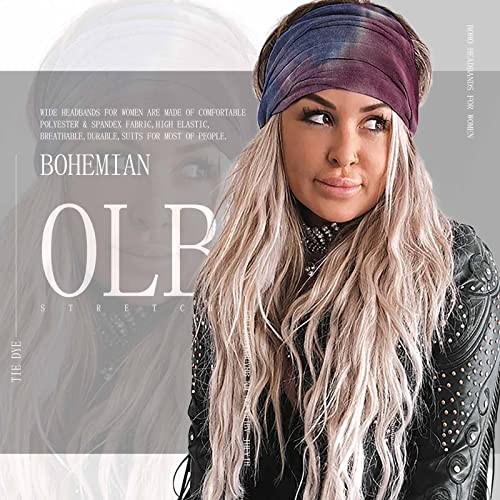 Diademas anchas Olbye para mujer diadema anudada antideslizante patrón de cabello elástico A - Imagen 7 de 7