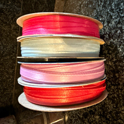 Offray More Yardage More Value Satin Ribbon Spools Lot Pink/Red/Purple/White
