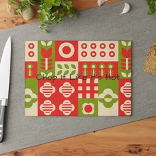 Chop It Like It’s Hot Glass Cutting Board | Retro Floral Pattern