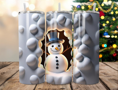 3D Puff Schneemann 20oz Becher - Weihnachten Urlaub Tasse - Winter Geschenkidee
