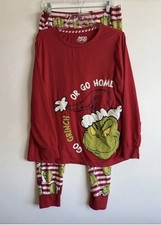 Womens The Grinch Dr. Seuss Christmas Pajamas Set Size L 12-14