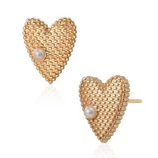 Heart Earrings 14K Gold Plated Stud Earrings for Women CZ Dainty Earrings S925 S