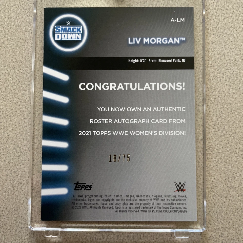 2021 Topps WWE Smack Down Women’s Division Liv Morgan On Card Auto /75 #A-LM - Image 2 of 4