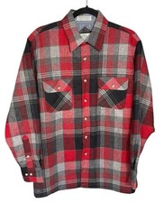 VTG Northwest Territory Wool Blend Plaid Flannel Shacket Mens M Quilted Lining