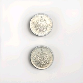 lot 5 francs semeuse argent 2 Pièces Prix Départ 0 01 €